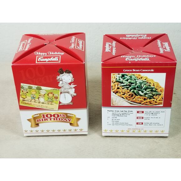 Campbell Soup Ornament Red 2004 100Th Birthday Mm Mm Good White 2007 x2 Vintage - Picture 8 of 13